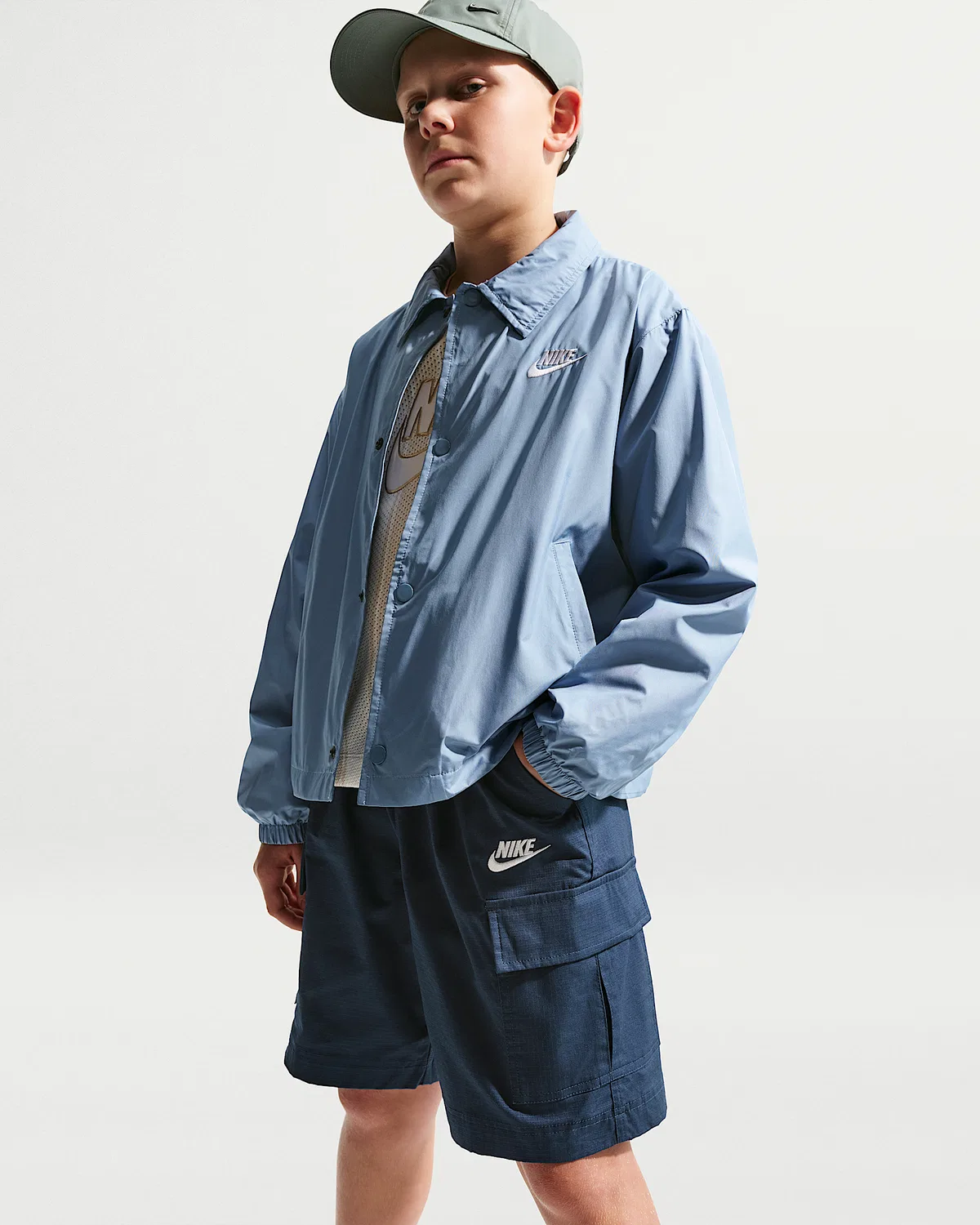Детские шорты карго Nike Sportswear Club, Midnight Navy/White — фото 4