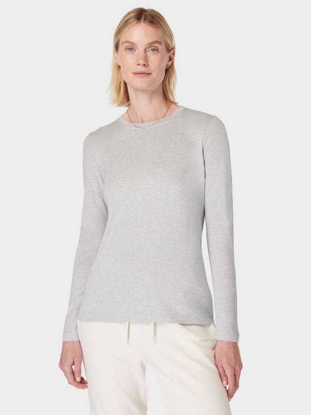 

Незаменимая футболка с длинным рукавом Sweaty Betty, цвет Light Grey Marl