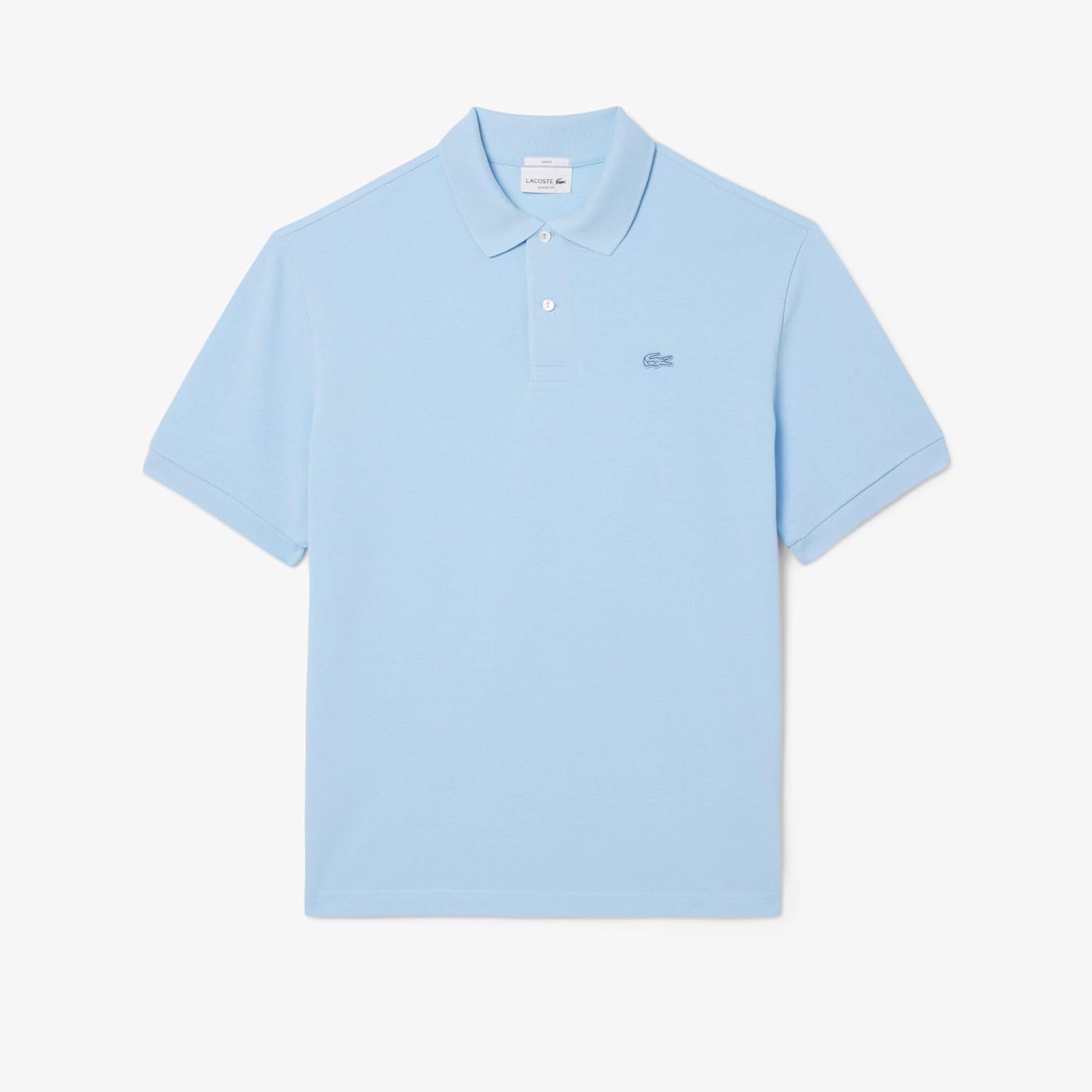 Мужская повседневная официальная поло-рубашка Lacoste из плотной ткани свободного кроя, светло-синий — фото 4