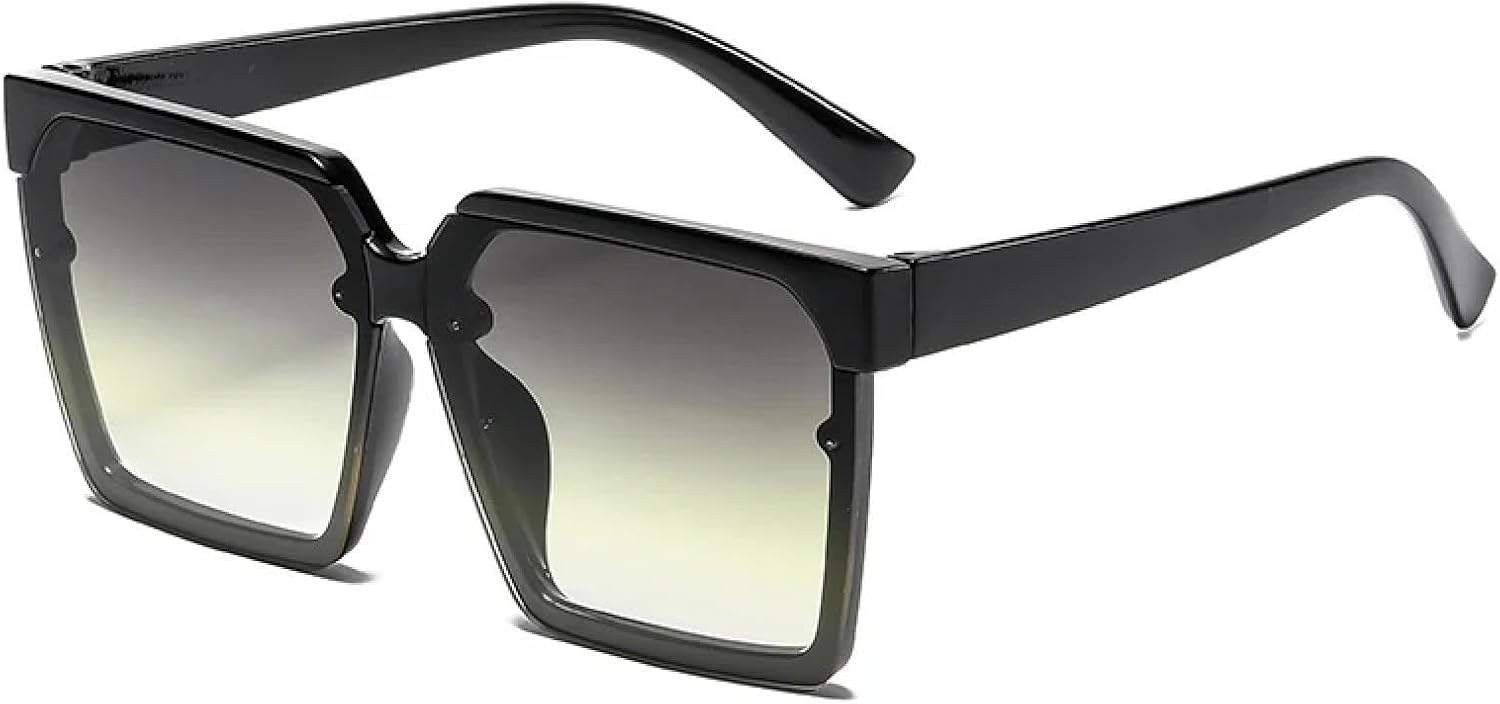 

Модные солнцезащитные очки в крупной оправе для женщин и мужчин, трендовые очки класса люкс, летние очки для путешествий и вождения, солнцезащитные очки с защитой от УФ-излучения UV400 TKKTLLT, Black Gray Yellow