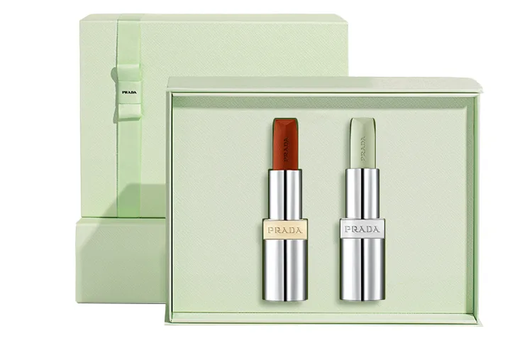 PRADA Набор помад Double Lipstick Box Limited Edition, легко наносится, натуральный, стойкий, B101 Nude Brown+B107 Naked Brown — фото 3