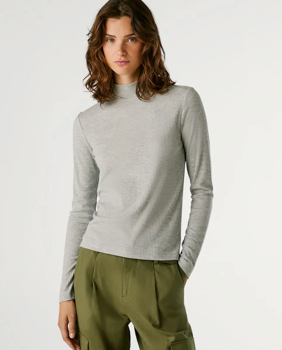 

Женская футболка в рубчик с длинным рукавом Pepe Jeans, серый