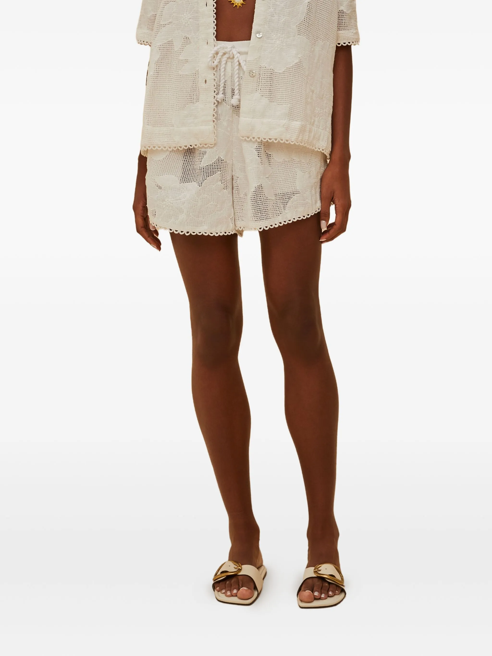 

Шорты с кулиской и цветочным принтом Farm Rio, белый