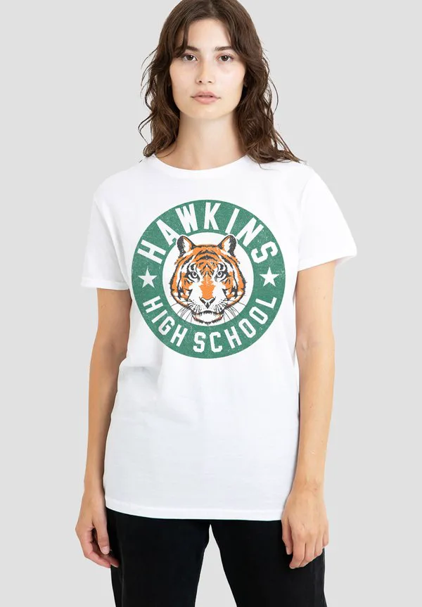 

Футболка с принтом значка средней школы хокинса из сериала «очень странные дела». Netflix, White, Белый, Футболка с принтом значка средней школы хокинса из сериала «очень странные дела». Netflix, White