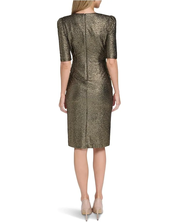 Платье Calvin Klein Short Sleeve Sequin Sheath, Black Gold — фото 2