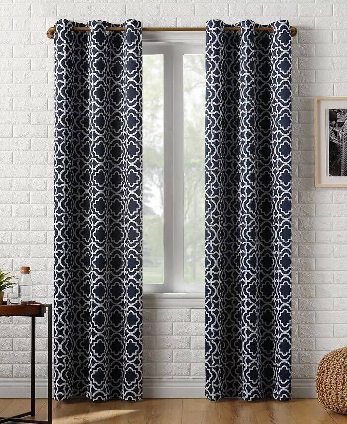 

Штора Barnett Trellis Blackout с люверсами Sun Zero, синий