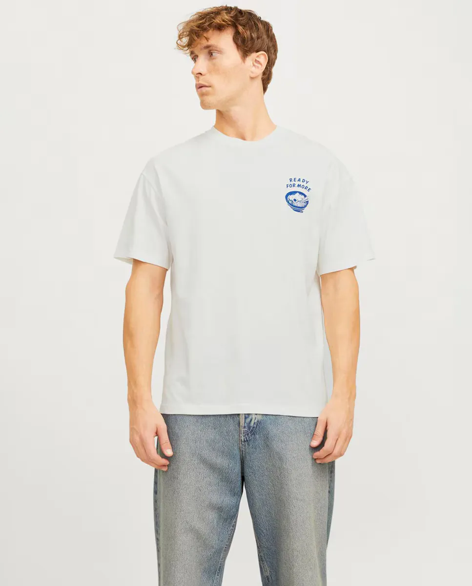 

Мужская футболка с коротким рукавом и боковой трафаретной печатью Jack & Jones, белый