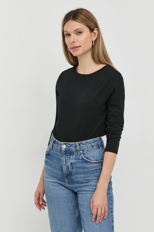 

Хлопковый топ с длинными рукавами Armani Exchange, черный