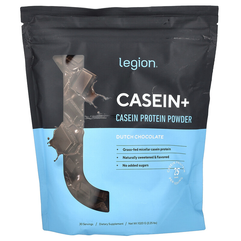

Legion Athletics, Casein +, казеиновый протеиновый порошок, голландский шоколад, 1020 г (2,25 фунта)