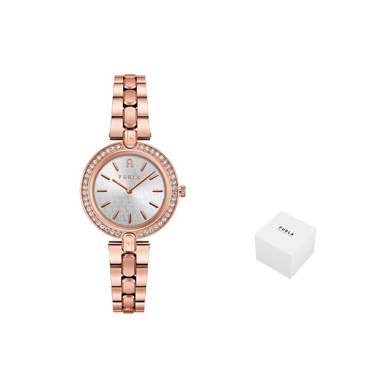 

Furla Часы Wrist Watch Quartz Movement Stainless Steel Watchband 34mm Silver Dial Women's Watch, Rose Gold