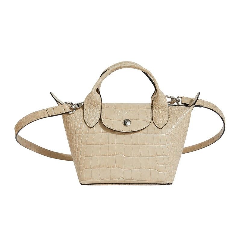 

LONGCHAMP Сумка Le Pliage Cuir из коровьей кожи маленького размера с цветами боярышника белая