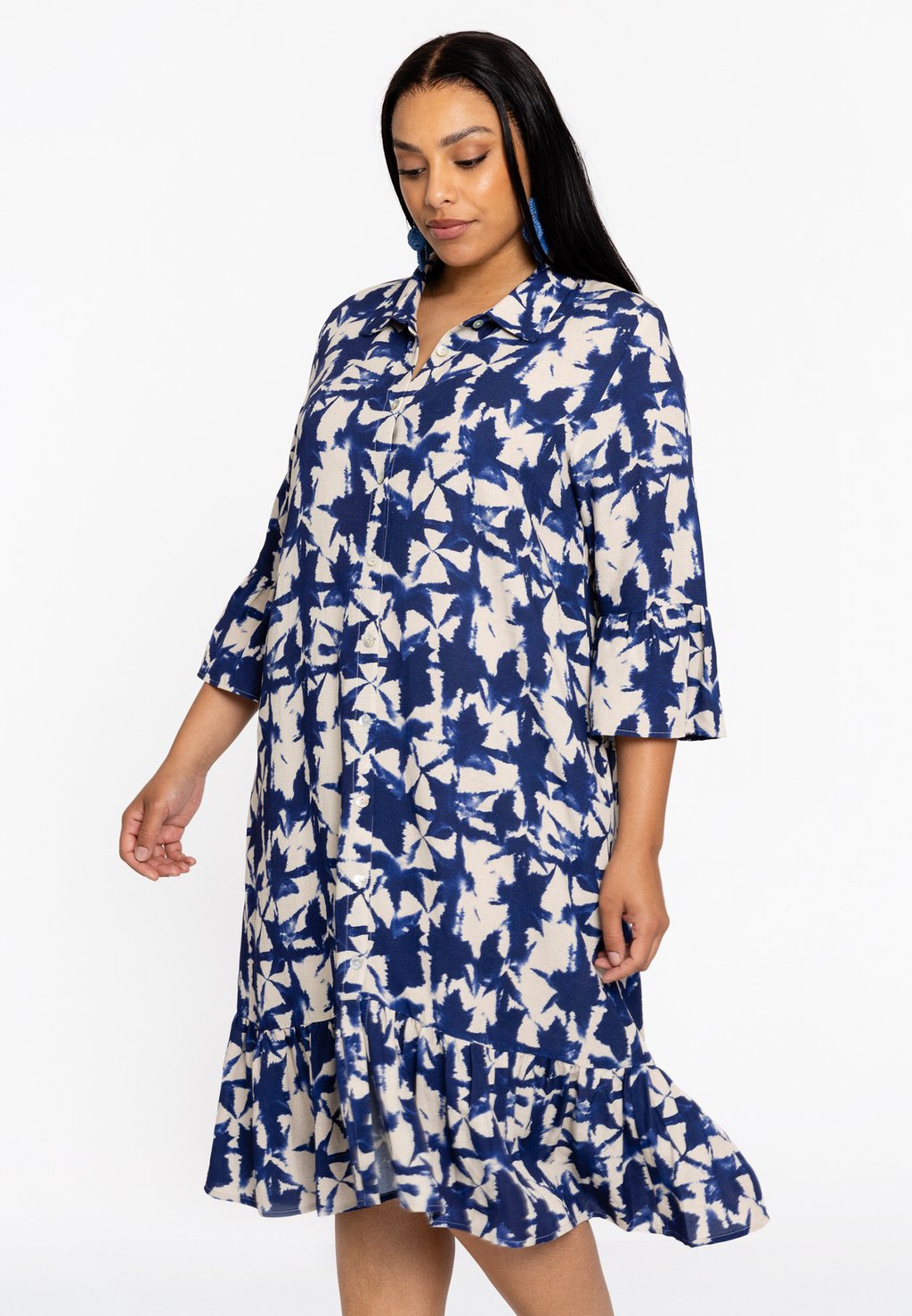 

Платье-рубашка LONG SLEEVE FLORAL PRINT YOEK, синий