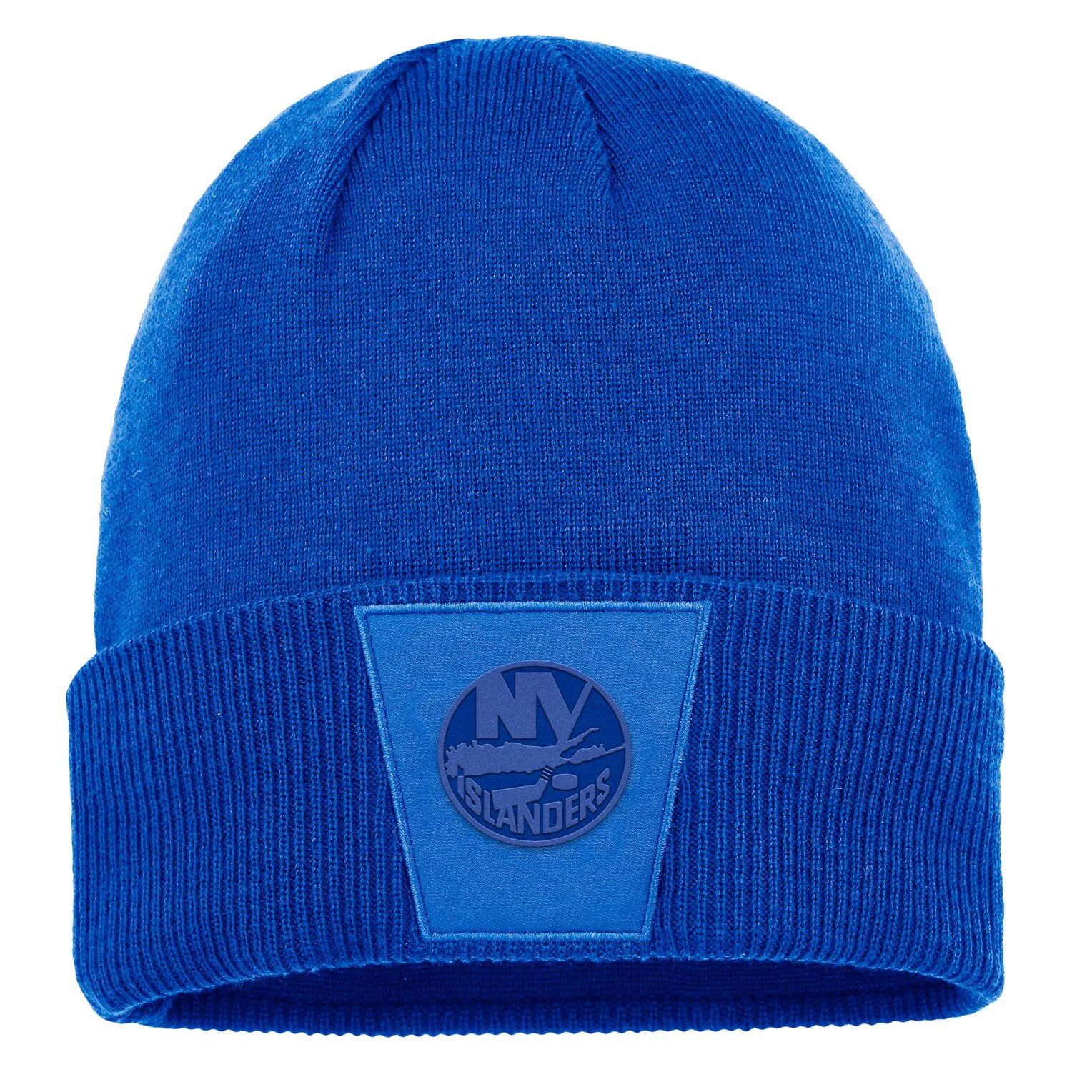 

Мужская вязаная шапка Fanatics Royal New York Islanders Authentic Pro Road с манжетами