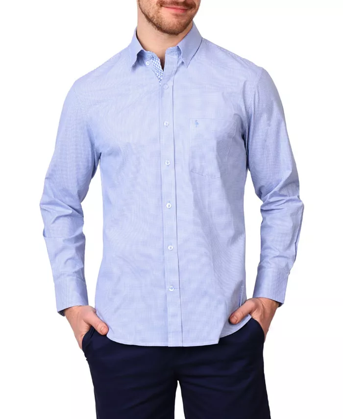 

Мужская рубашка Signature Micro Gingham с длинным рукавом Tailorbyrd, синий