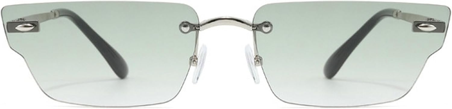 

Ретро-солнцезащитные очки неправильной формы, маленькие прямоугольные, женские, без оправы, с прозрачными линзами с градиентом цвета "океан", защита от УФ-излучения UV400, мужские солнцезащитные очки mincl, Green