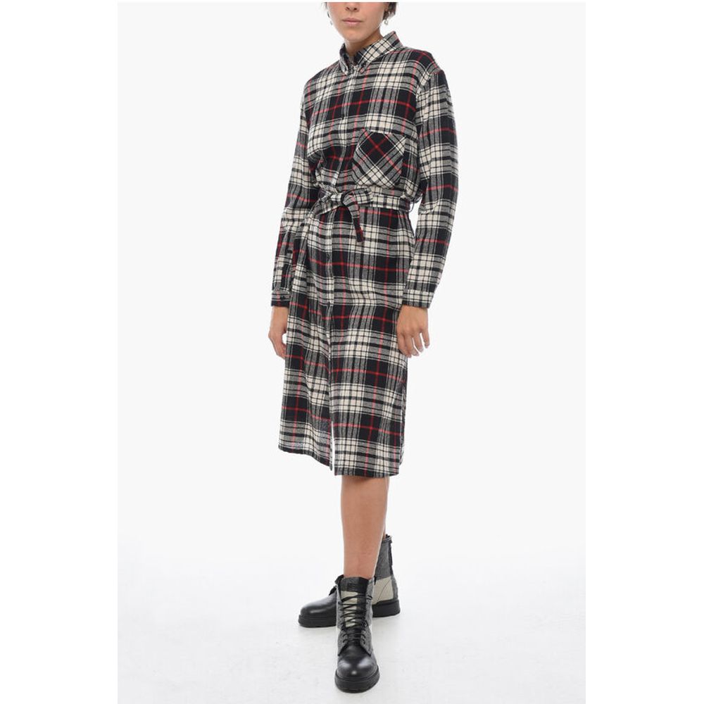 

Платье-рубашка HERITAGE GAUZE из смеси шерсти с поясом Woolrich, мультиколор