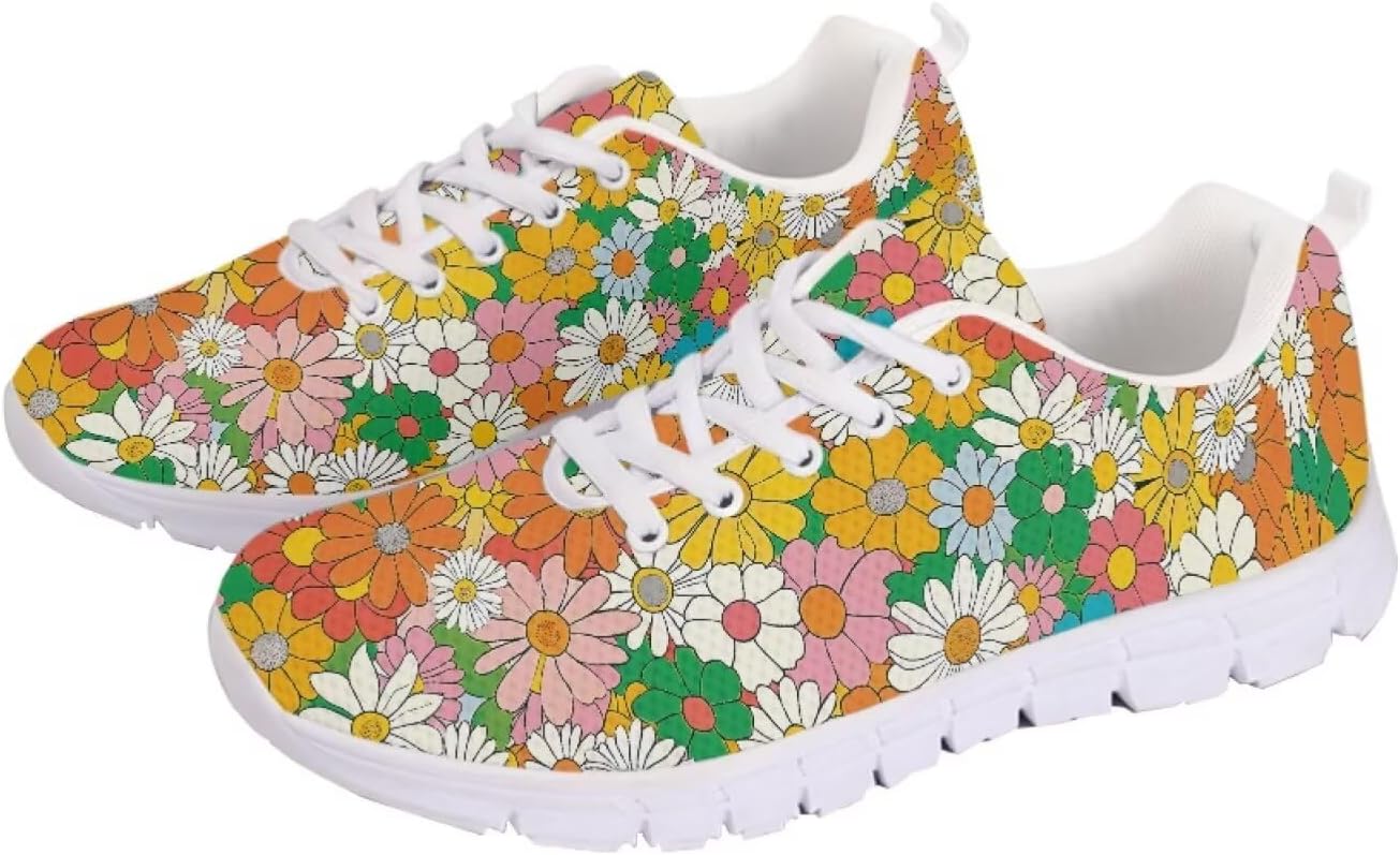 

Мужские и женские беговые кроссовки для шоссе, тенниса, ходьбы, походов. Кроссовки на шнуровке для тренировок, спортзала, легкие спортивные кроссовки Getelinseng, Hippie Floral