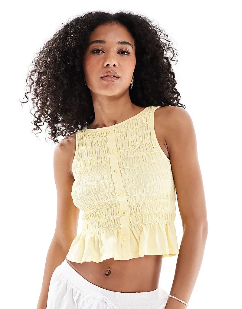 

Жилет New Look на пуговицах, присборенный, желтого цвета