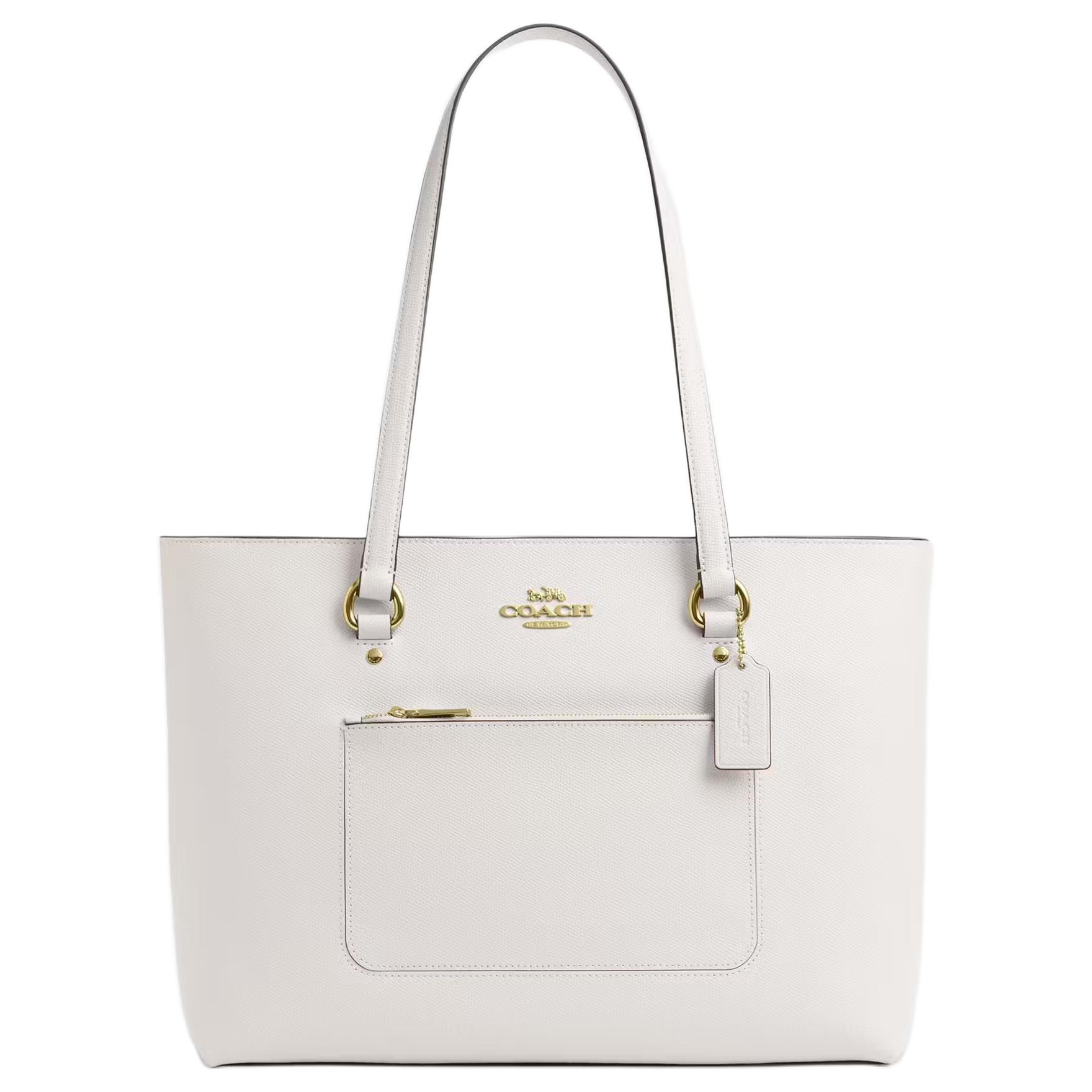 

COACH Кожаная сумка-тоут Station, шоппер, большая женская сумка через плечо белого цвета