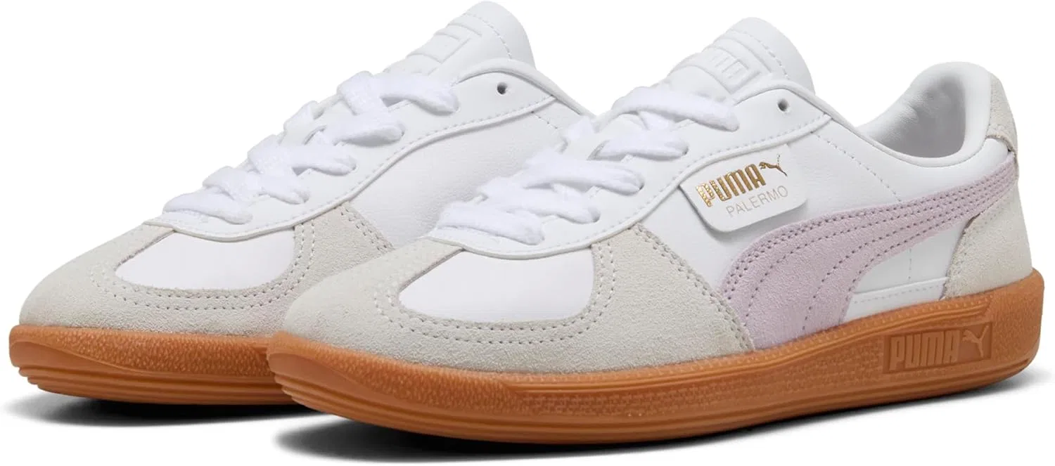 Кроссовки Puma Palermo Leather, Puma White/Lilac Frost, 25 цветов