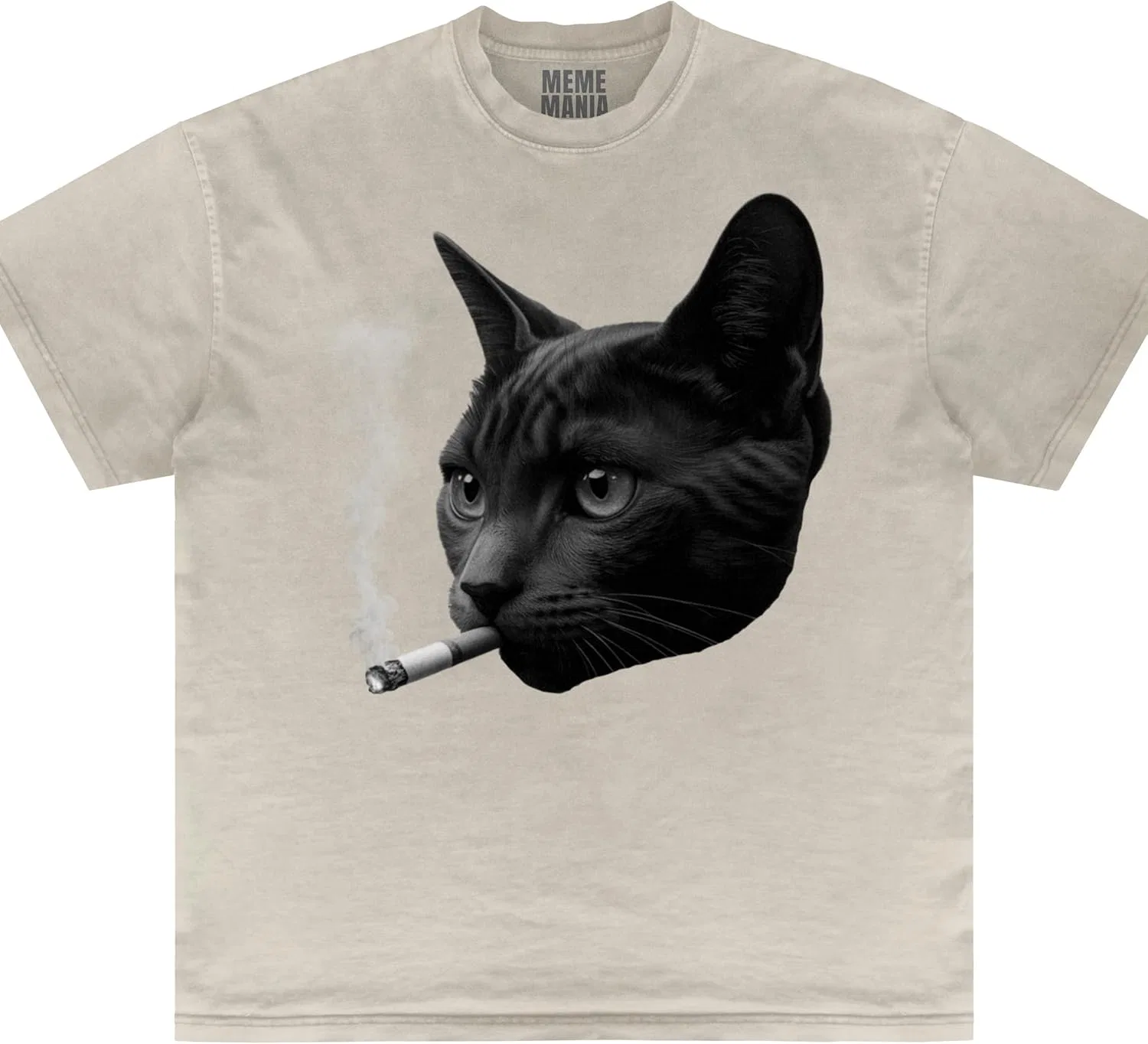 Футболка Smoking Cat Y2K, винтажная футболка 90-х с мемом, ироничная одежда в стиле интернет-культуры GENERIC, Sand