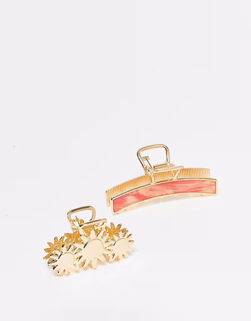 

Набор из 2 металлических заколок-барашек для волос Sundowner в золотом цвете Accessorize