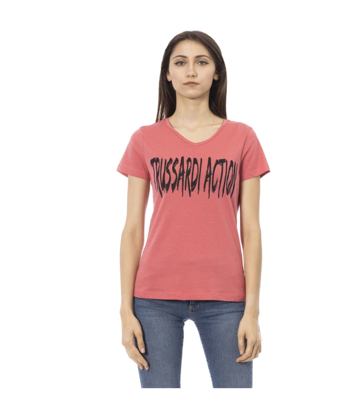 

Футболка с короткими рукавами и V-образным вырезом Trussardi, розовый