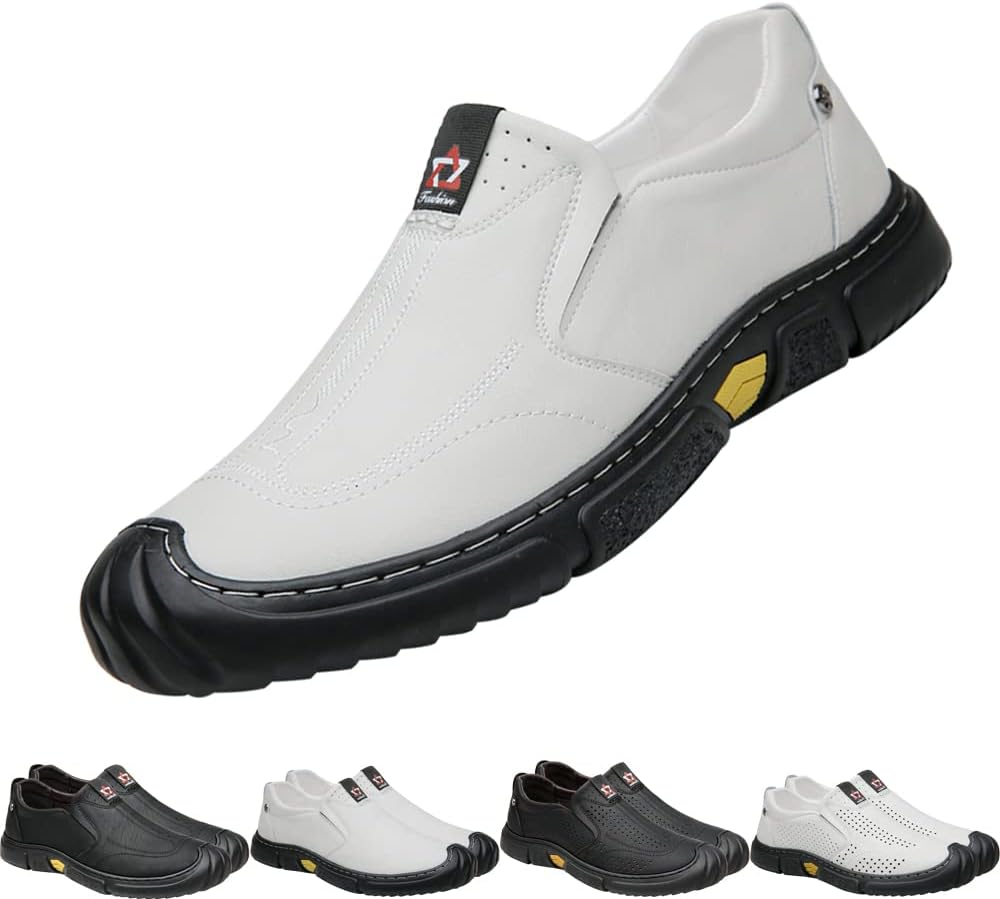 

Мужские повседневные спортивные кроссовки, сандалии для походов и вождения из кожи, закрытый носок, легкие, удобные, дышащие, для ходьбы Generic, Whitea