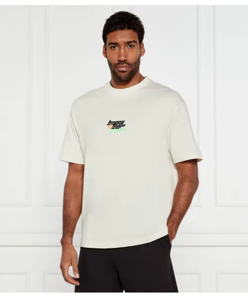 

Черная футболка Oversize fit Hugo Blue, бежевый