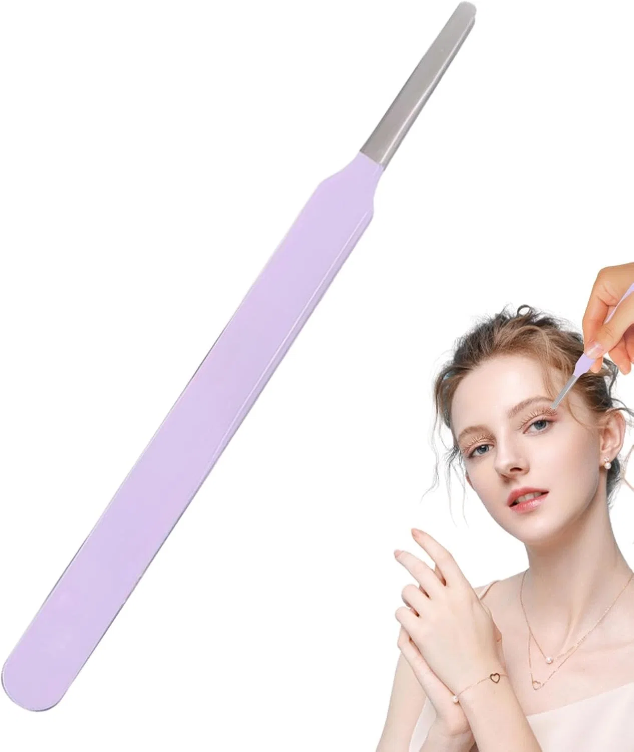 Пинцет для ресниц из нержавеющей стали, фиолетовый