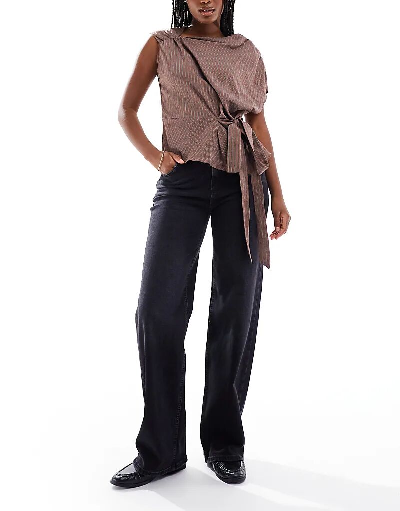 

Джинсы Pieces Silke средней посадки с широкими штанинами черного цвета