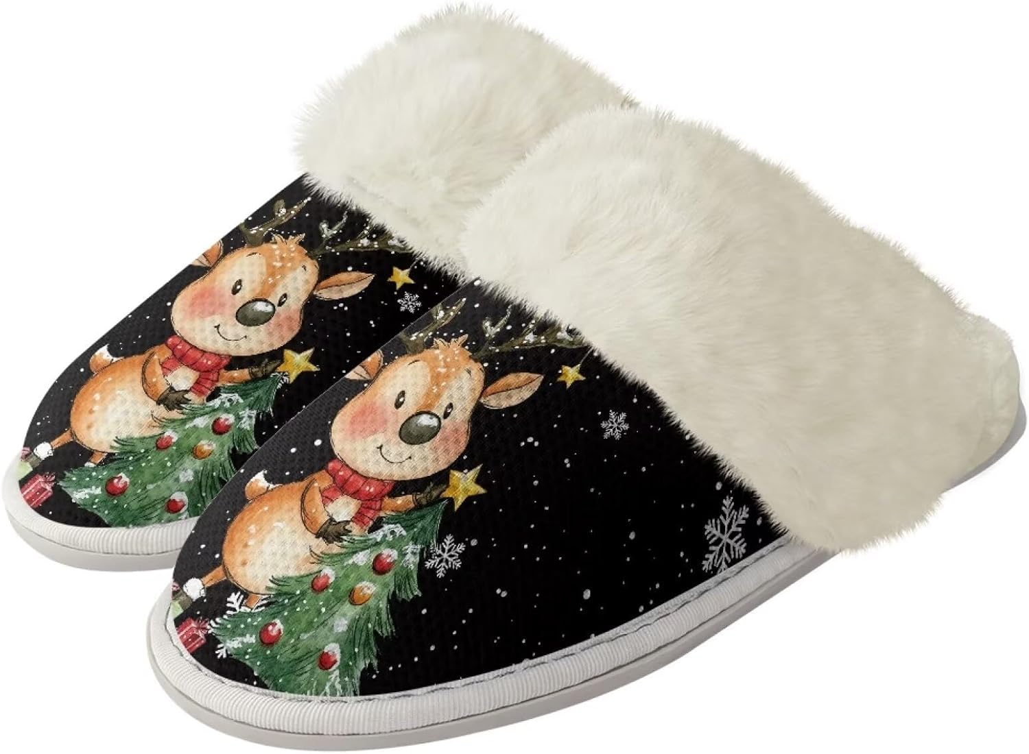 

Зимние рождественские спа-тапочки Drnuikhe, домашние тапочки из пены с эффектом памяти, обувь для дома и улицы, размер L, для мужчин и женщин, Cute Elk