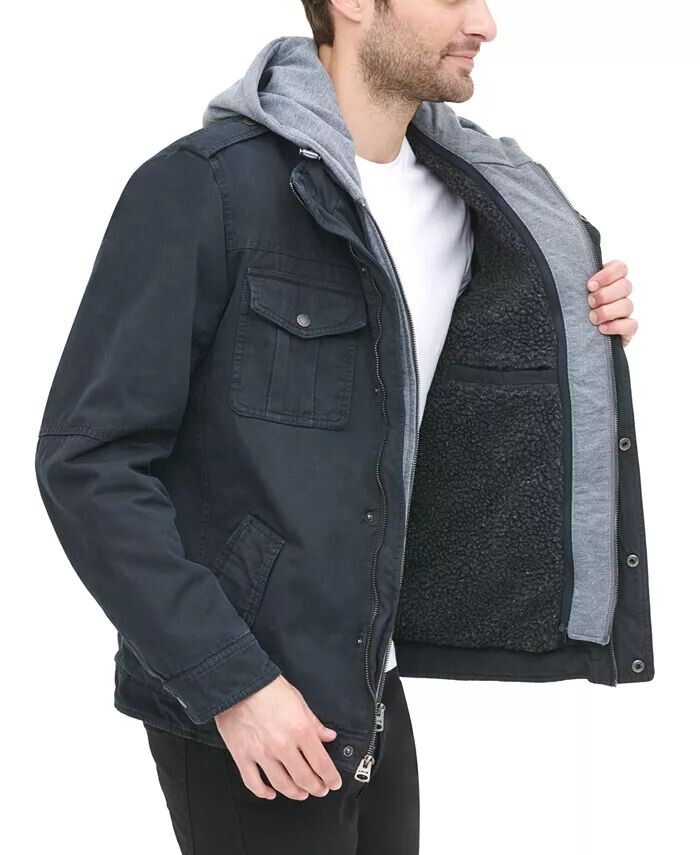Мужская куртка Trucker с подкладкой из шерпы и двумя карманами, с капюшоном Levi's, синий — фото 3