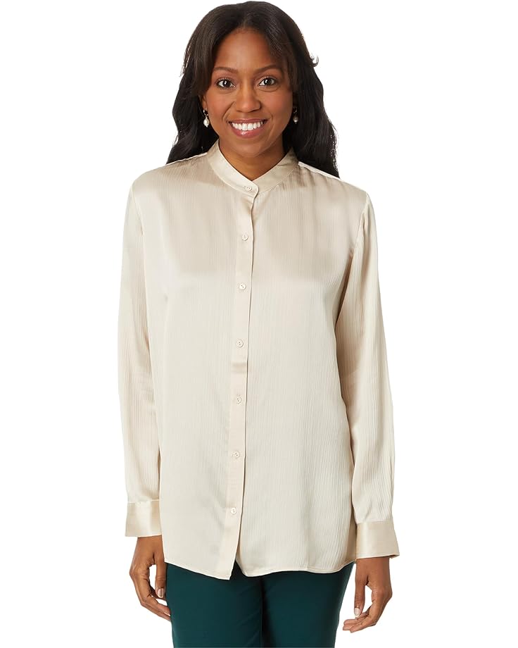 

Рубашка Eileen Fisher Mandarin Collar Shirt, цвет Almond