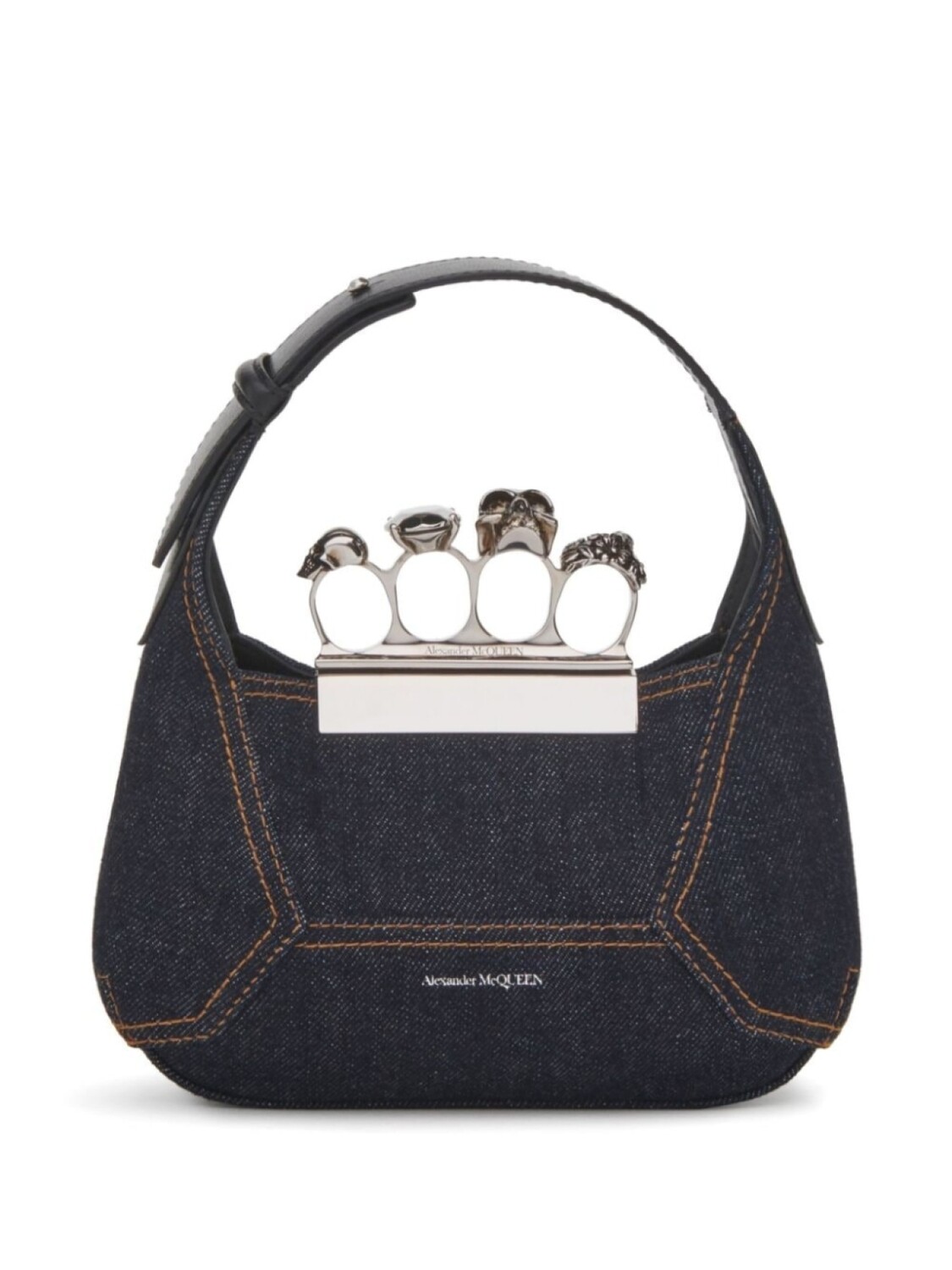 

Alexander McQueen маленькая сумка-тоут The Jewelled Hobo из денима, синий