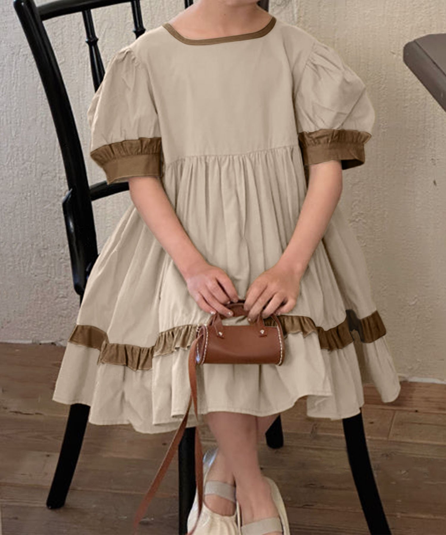 Двухцветное платье Aimoha Kids, Light beige