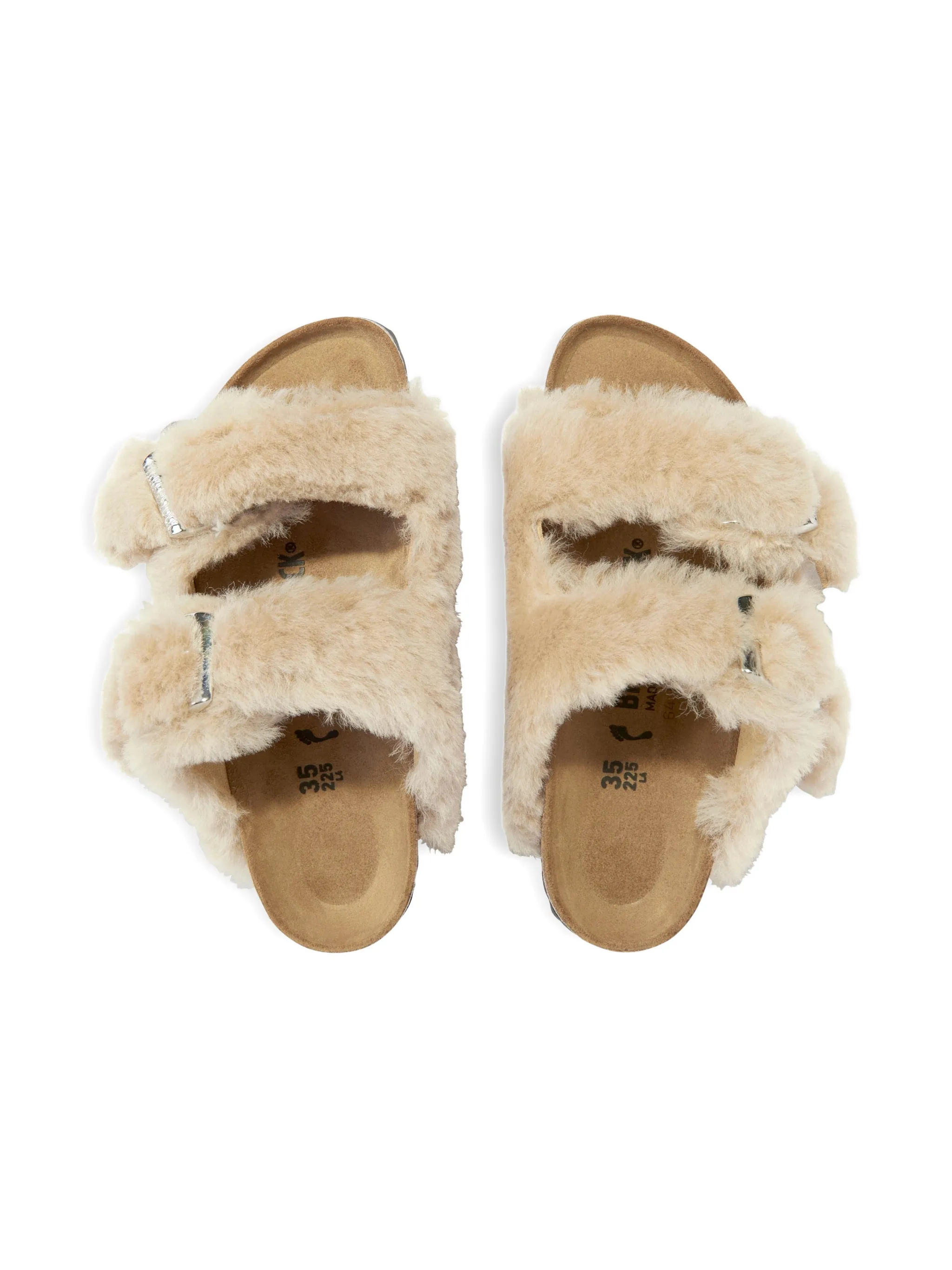 Шлепанцы с меховой пряжкой Birkenstock Kids, нейтральный — фото 3