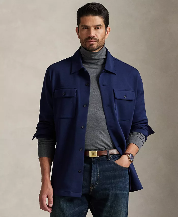 

Длинный рукав двойное вязание техническая футболка Polo Ralph Lauren, синий