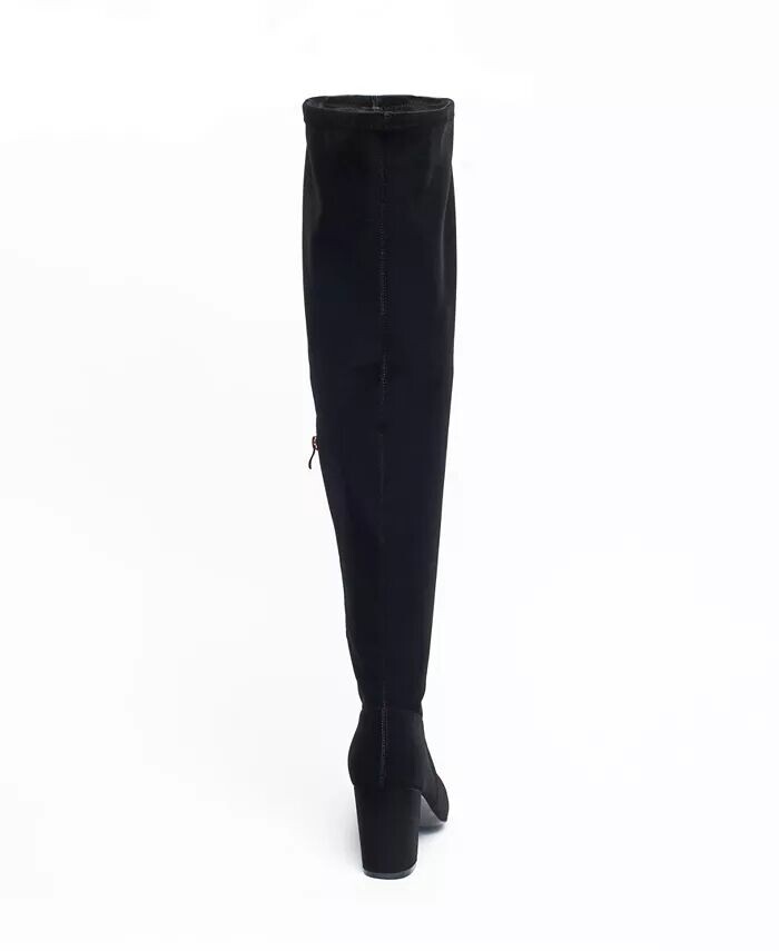 Женские сапоги выше колена Malia Wide Calf с блочным каблуком - Доступны увеличенные размеры SMASH Shoes, черный — фото 3