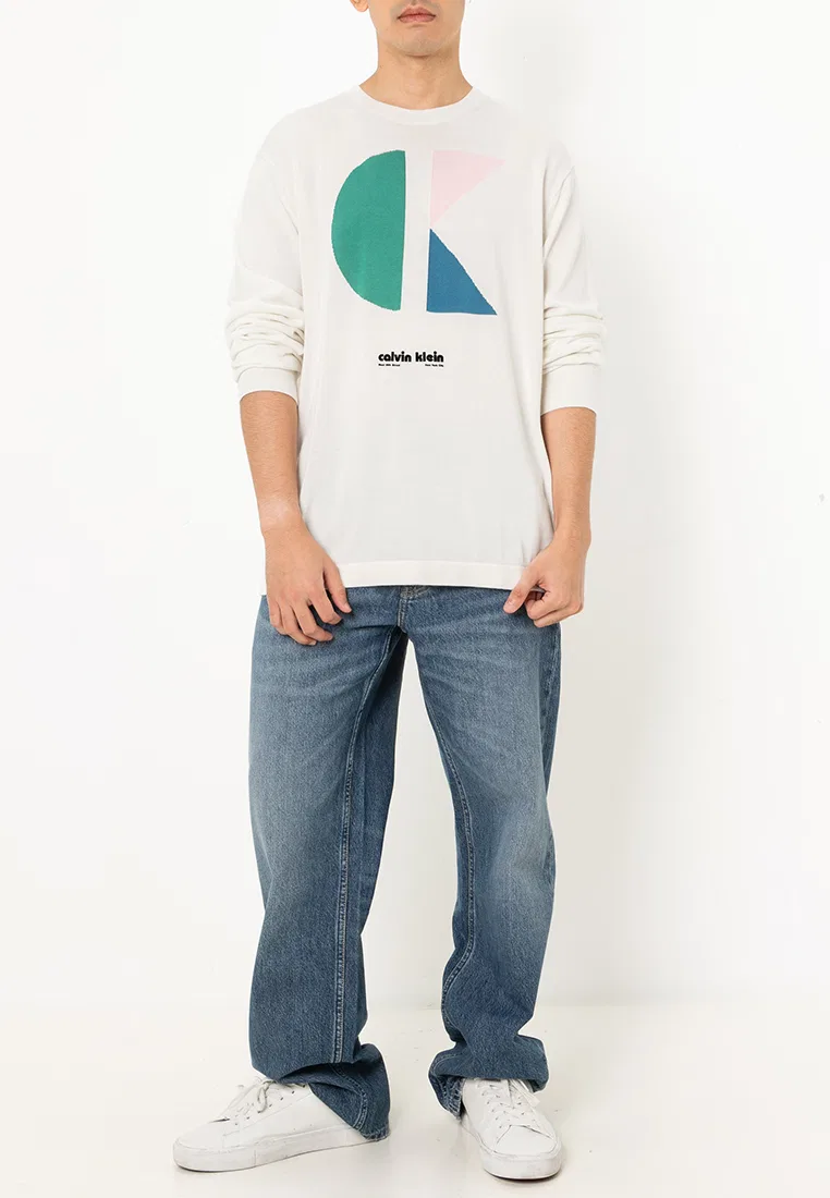 Свитер, цветблок, Calvin Klein Jeans, цвет Tofu — фото 4