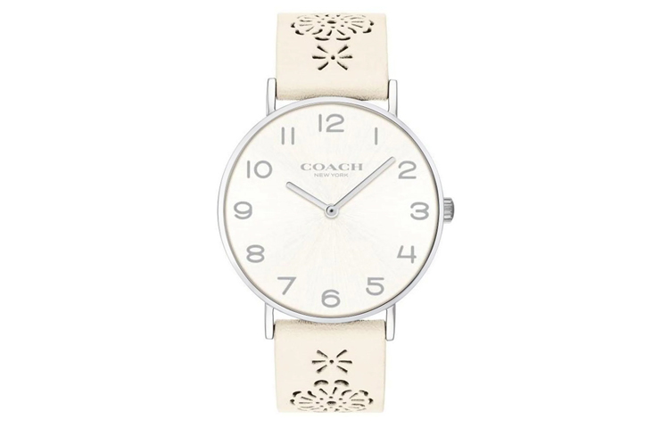 

COACH Женские часы Perry с кварцевым механизмом, натуральный кожаный ремешок, белый циферблат 36mm