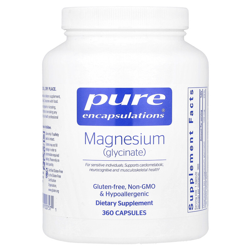 

Pure Encapsulations, Магний (глицинат), 120 мг, 360 капсул
