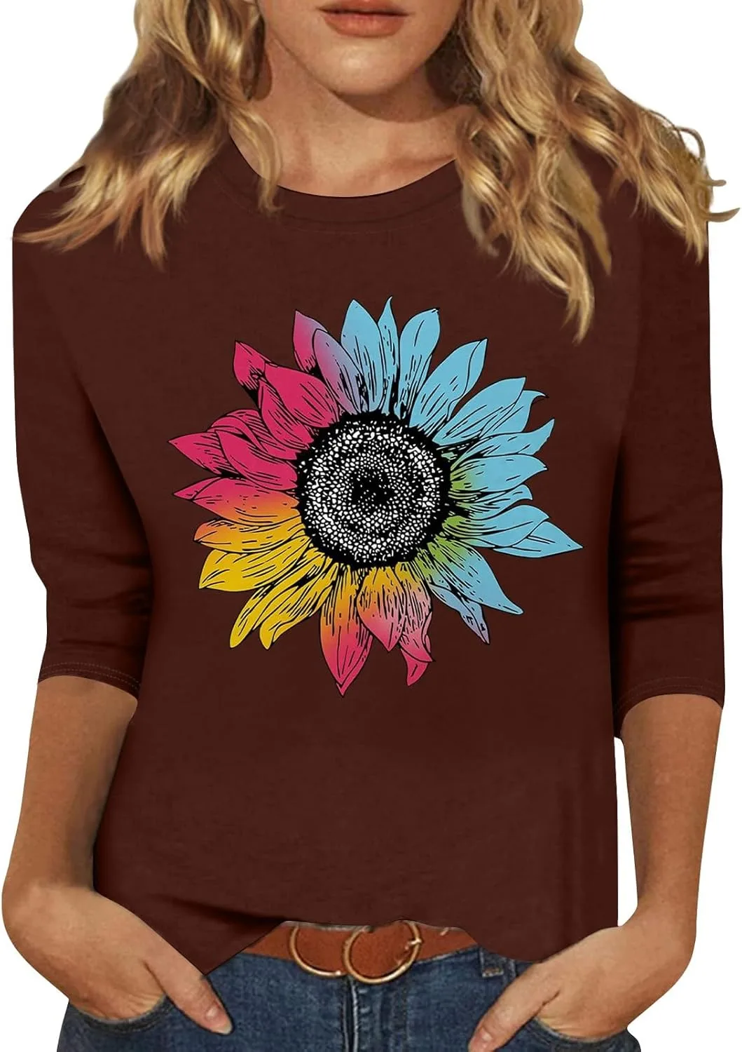 

Летний топ для женщин Cute Graphic Crewneck Tee с 2D принтом FQZWONG