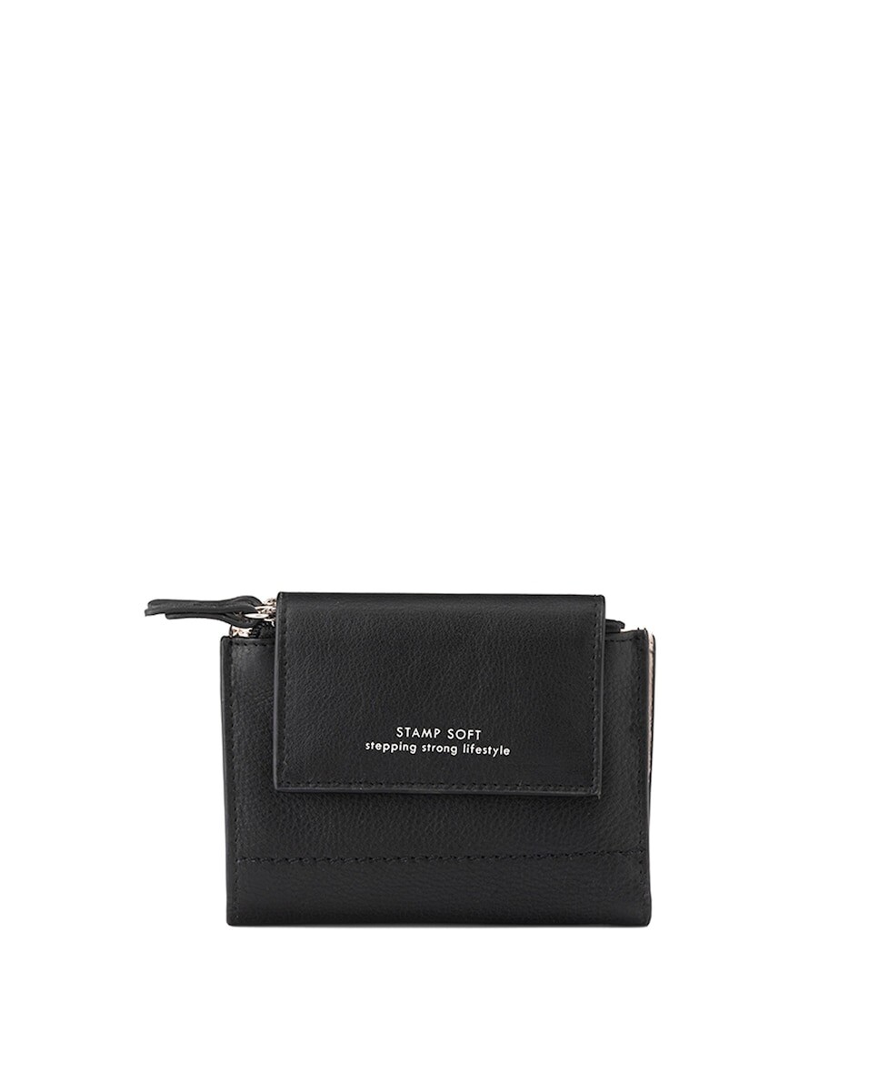 

Женский кошелек из кожи наппа черного цвета Stamp, черный