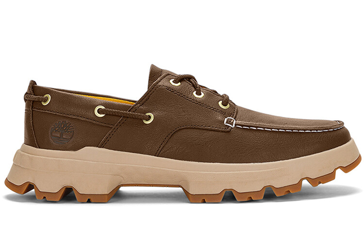 Мужские ботинки Timberland низкие на рифленой подошве, темно-коричневый — фото 2