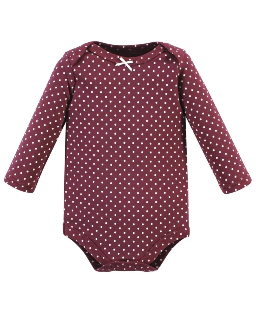 Комплект из 3 хлопковых боди с длинными рукавами Hudson Baby, Plum Wildflower 3 Pack — фото 4