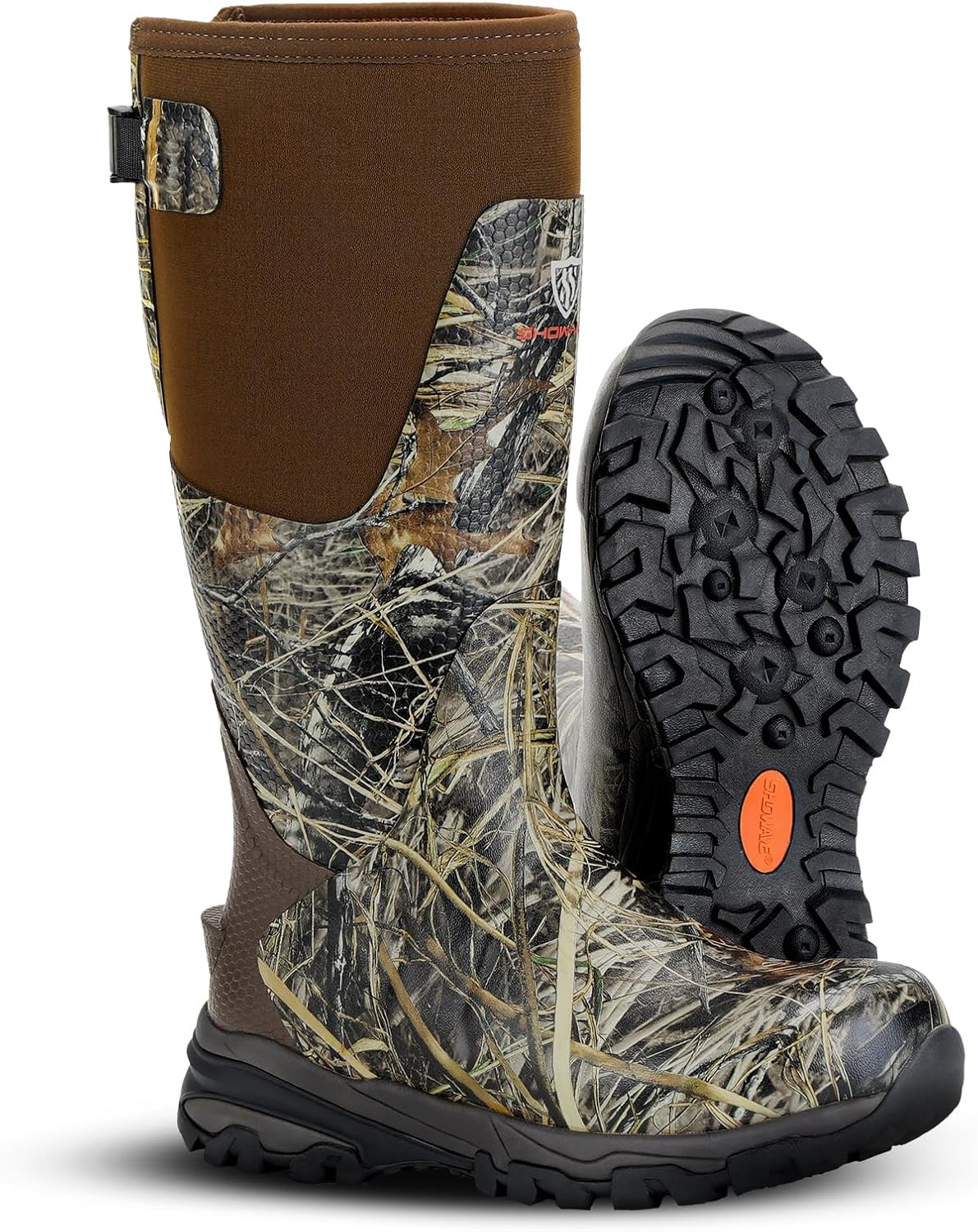 

Мужские резиновые охотничьи ботинки Showave Arctic Pro с стальным рантом, утепленные дождевые ботинки, водонепроницаемые неопреновые грязевые ботинки для улицы, ботинки для снега и холодной погоды, Camo Evos