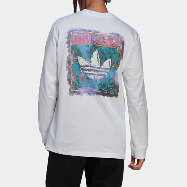 Футболка adidas originals Casual Solid Color Back Large Long Sleeves White, мультиколор — фото 4