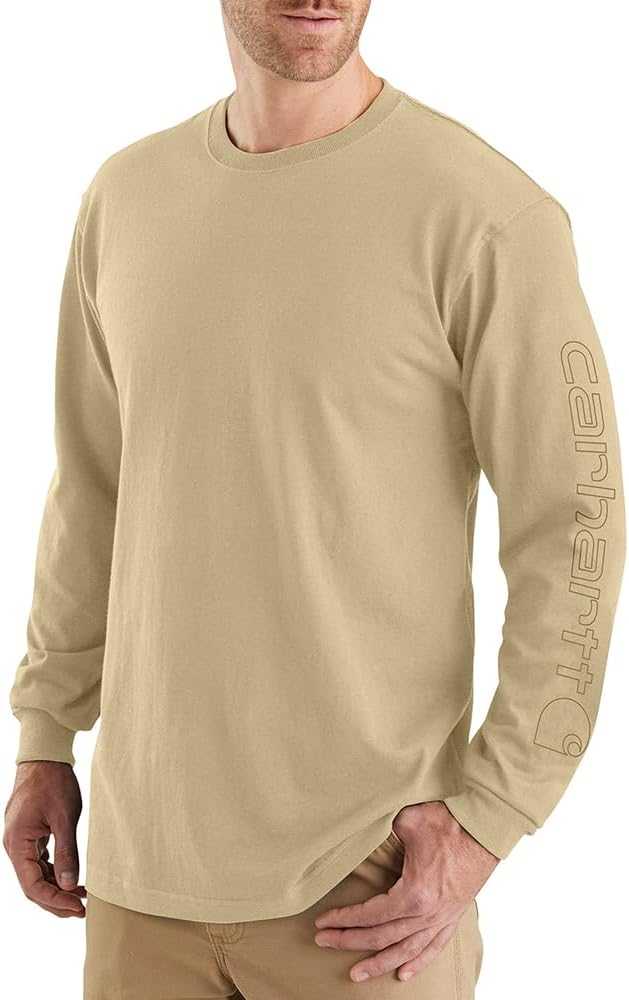 

Мужская свободная футболка Carhartt Heavyweight с длинными рукавами и графическим логотипом, Beach Heather