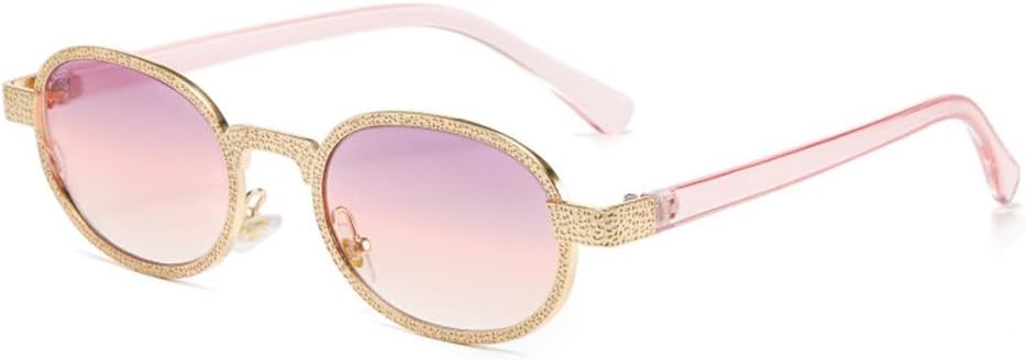 

Винтажные овальные женские солнцезащитные очки, модные солнцезащитные очки с градиентным зеркальным покрытием и защитой от УФ-излучения UV400, трендовые мужские двухцветные солнцезащитные очки TYUVIVO, Golden Purple Pink